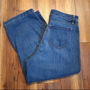 Wide Leg Cropped Midrise Medium Wash Flexible Waist Jeans Wms 14 Lane Bryant